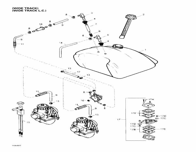 snowmobile SKIDOO Skandic Wide Track LC, 1998  - Fuel System