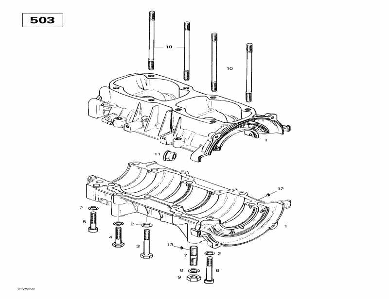 snowmobile BRP SkiDoo Touring E, 1998  - Crankcase (503)