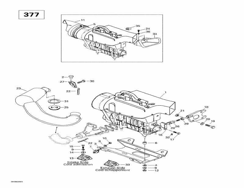 snowmobile Ski Doo Touring E, 1998  - Engine Support Muffler (377)