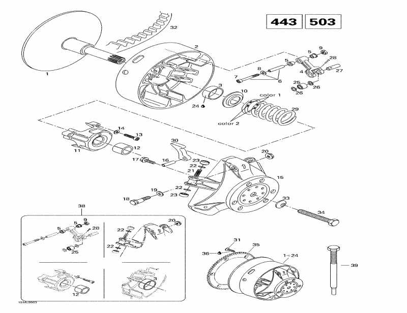 snowmobile Skidoo ����������� Touring E, 1998 - Drive Pulley (443, 503)
