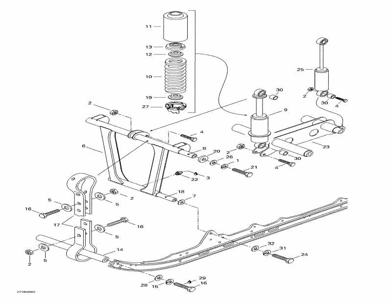 snowmobile BRP Touring E, 1998 - Front Arm, Rear Suspension
