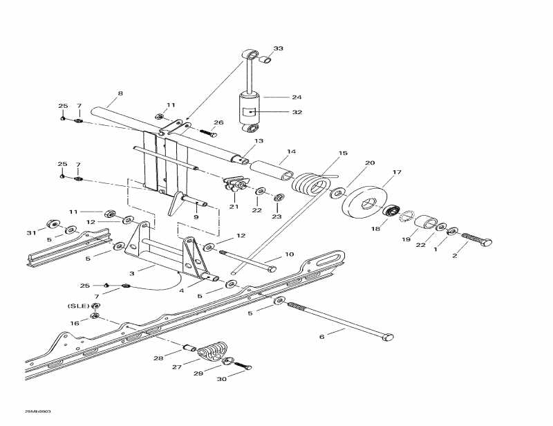 SkiDoo  Touring E, 1998 - Rear Arm, Rear Suspension