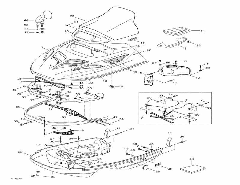 snowmobile Skidoo Touring LE, 1998 - Cab, Console