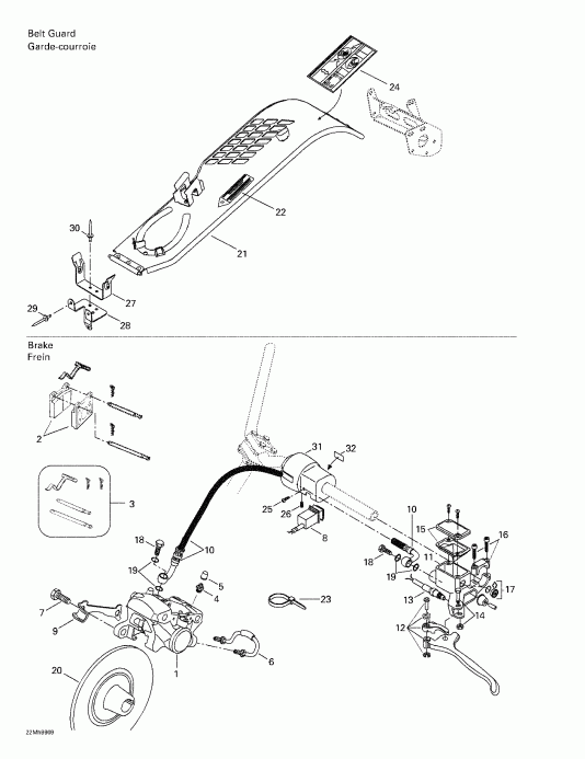 Ski-doo ����������� Formula III 600/700/800, 1999 - Hydraulic Brake And Belt Guard