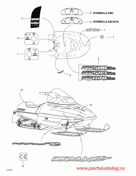 SKIDOO Formula Z 500/583/670, 1999  - Decals