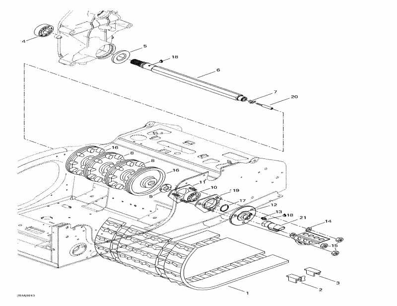 snowmobile  Grand Touring 700, 1999  - Drive Axle And Track