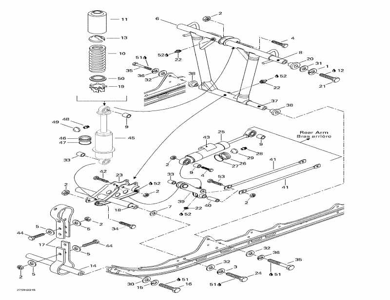 snowmobile SkiDoo MX Z 700, 1999 - Front Arm, Rear Suspension