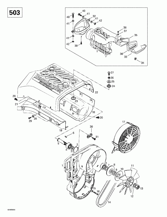 snowmobile Ski-doo ������ Skandic 380/500, 1999 - Cooling System And Fan (503)