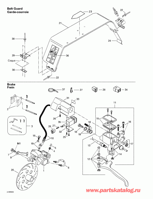 snowmobile  ����������� Skandic 380/500, 1999 - Hydraulic Brake And Belt Guard