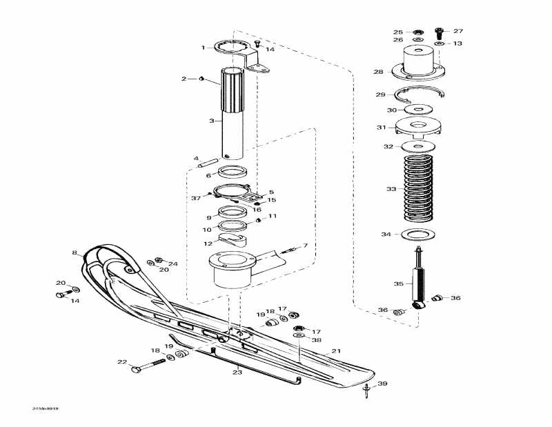 snowmobile ski-doo  Skandic Wide Track, 1999 - Front Suspension And Ski