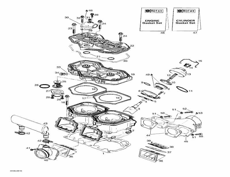 BRP  Summit 600, 1999 - Cylinder, Exhaust Manifold, Reed Valve