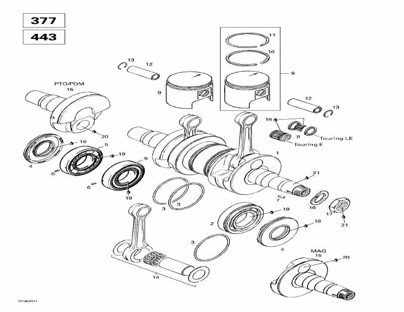 Skidoo Touring E, 1999 - Crankshaft (377, 443)