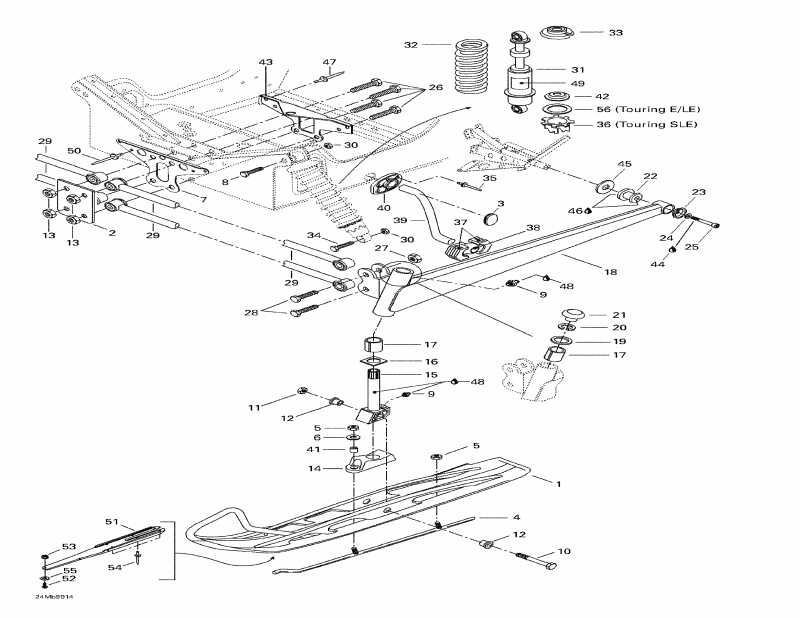 snowmobile  Touring LE, 1999 - Front Suspension And Ski