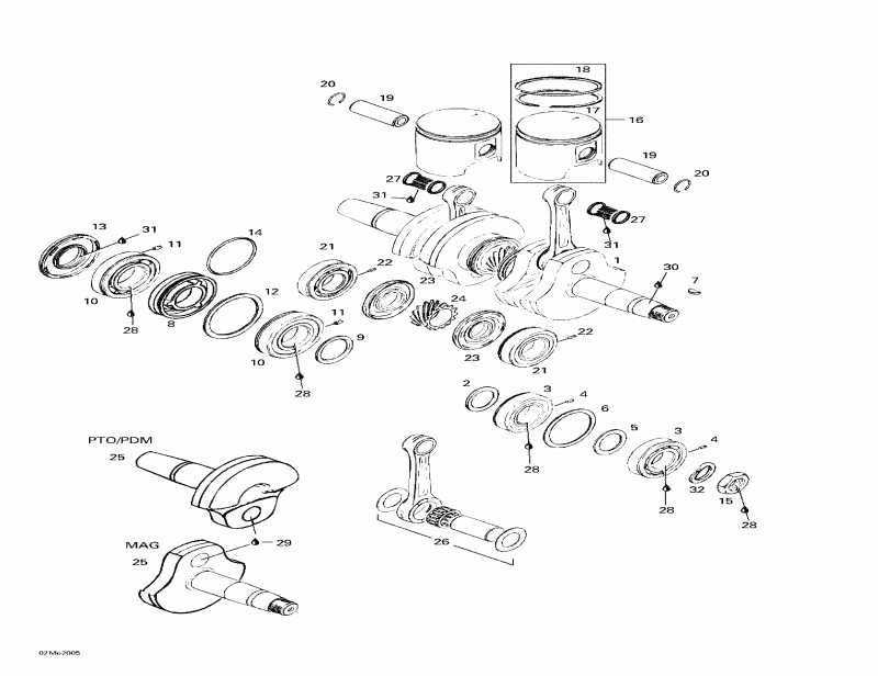  Skidoo - Crankshaft And Pistons