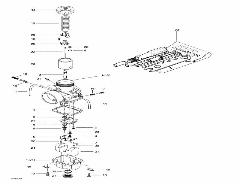 snowmobile Skidoo  Formula 500 LC, 2000 - Carburetors