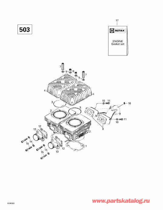 �������� BRP Formula Deluxe 380/500, 2000 ������ - Cylinder, Intake Exhaust Manifold (503)
