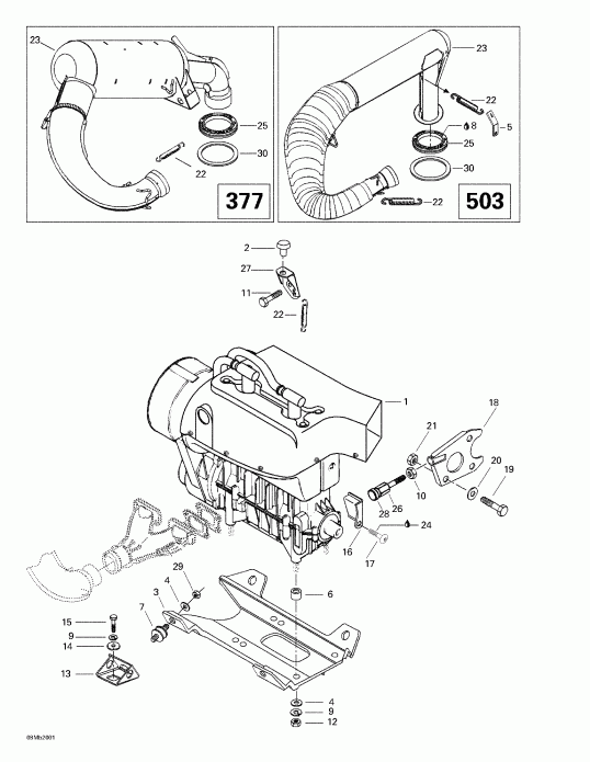 �������� ski-doo Formula Deluxe 380/500, 2000 ������ - Engine Support And Muffler