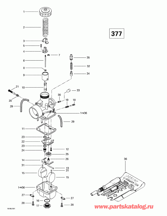  Skidoo Formula Deluxe 380/500, 2000  - Carburetors (377)