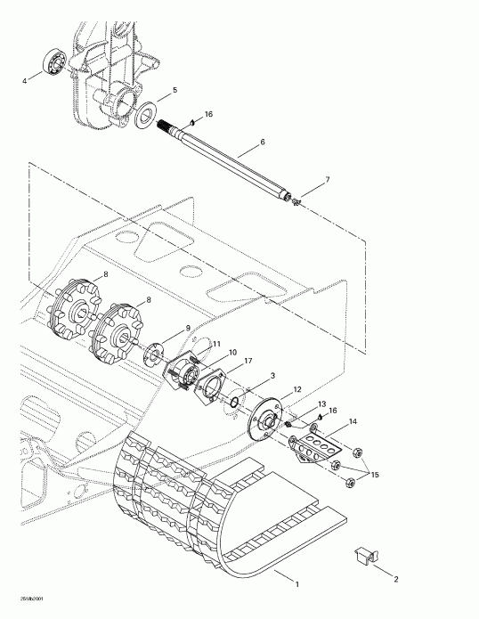  Skidoo Formula Deluxe 380/500, 2000 - Drive Axle  Track