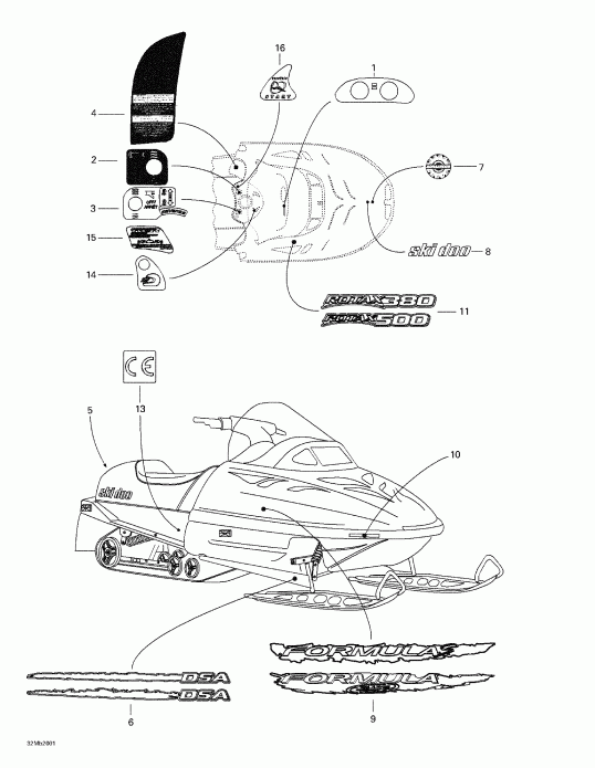  Skidoo  Formula Deluxe 380/500, 2000 - Decals