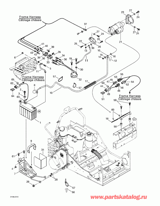 snowmobile Ski-doo Formula Deluxe 600/700, 2000 - Battery And Starter