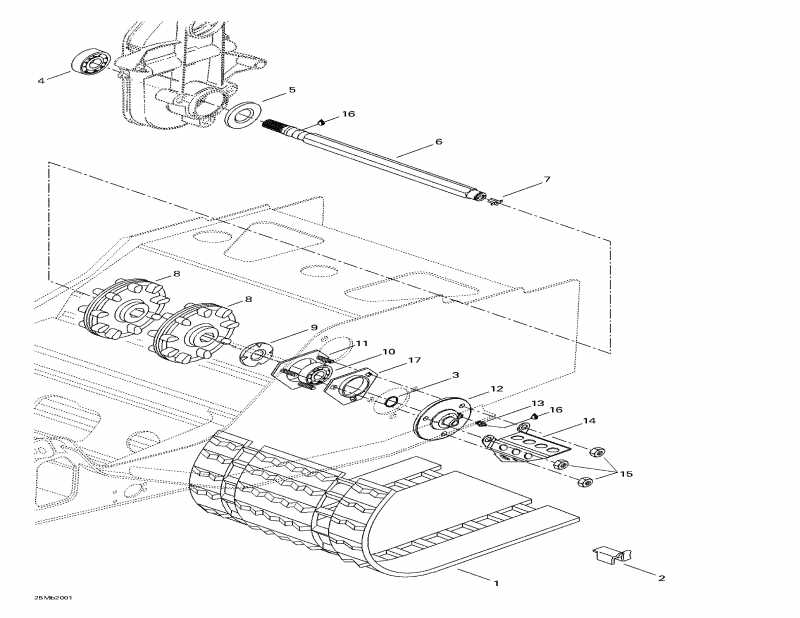 snowmobile   Formula S, 2000 - Drive Axle And Track