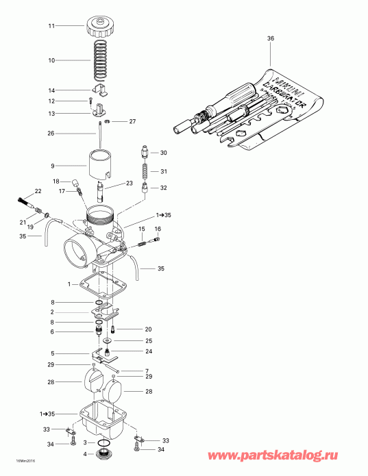 snowmobile ski-doo  Formula Z 600/700, 2000 - Carburetors