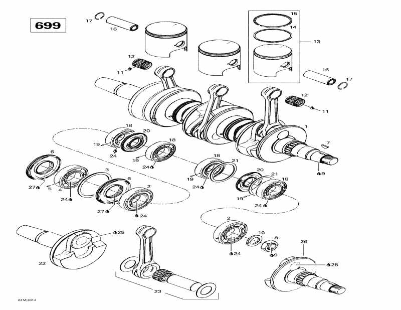 snowmobile Skidoo - Crankshaft And Pistons (699)
