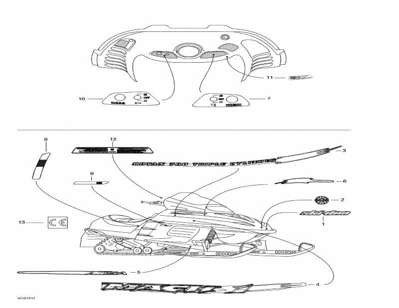 snowmobile SkiDoo Mach 1 R, 2000  - Decals