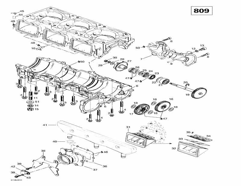 SKIDOO ����������� Mach Z, 2000 - Crankcase, Reed Valve, Water Pump