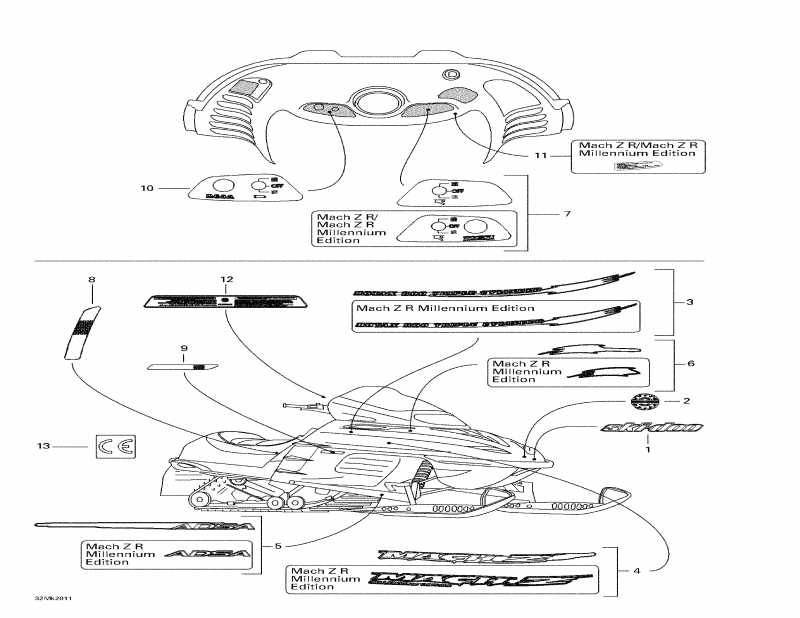 snowmobile BRP SkiDoo Mach Z, 2000  - Decals