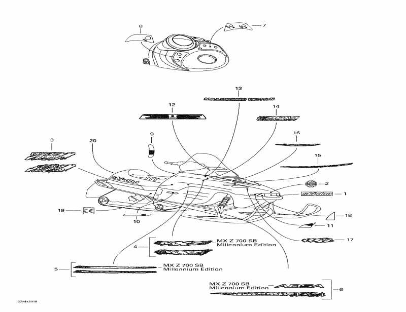 snowmobile ski-doo MX Z 500, 2000 - Decals