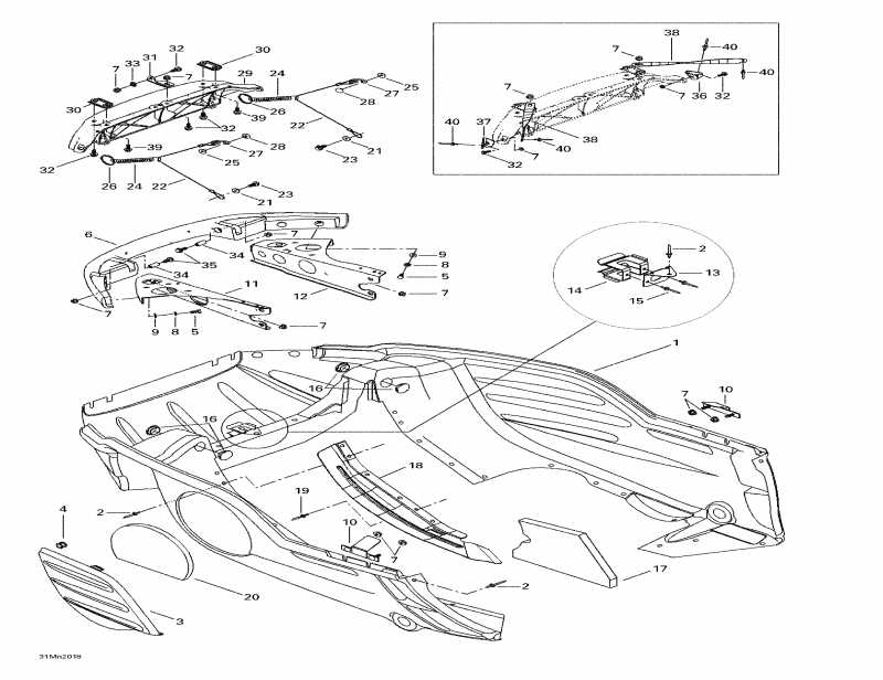  Ski Doo MX Z 500 SB (black), 2000 - Bottom Pan