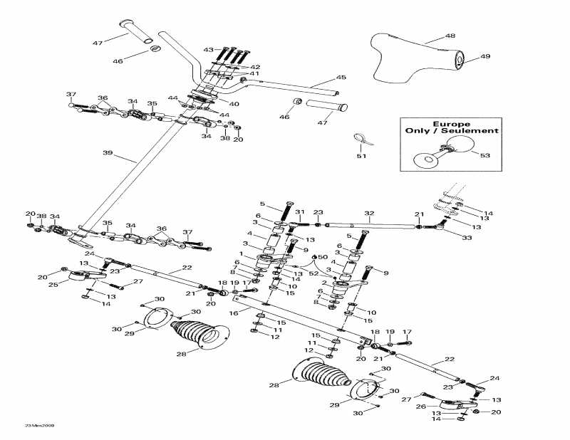 snowmobile ski-doo MX Z 600, 2000 - Steering System