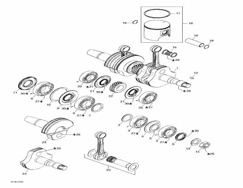 SkiDoo MX Z 600 SB, 2000  - Crankshaft And Pistons