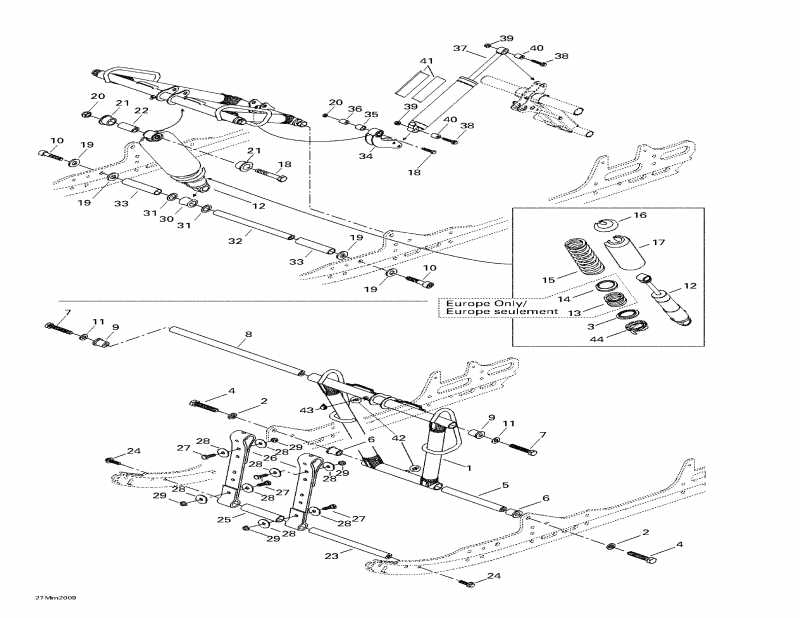 snowmobile Ski-doo  MX Z 600 SB, 2000 - Front Arm, Rear Suspension