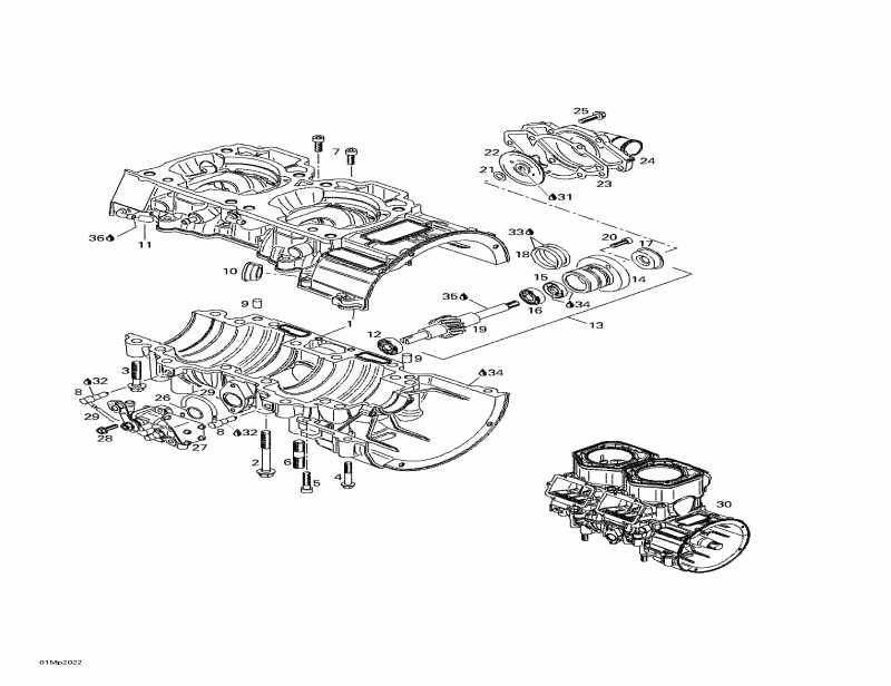 �������� SKIDOO - Crankcase, Water Pump And Oil Pump