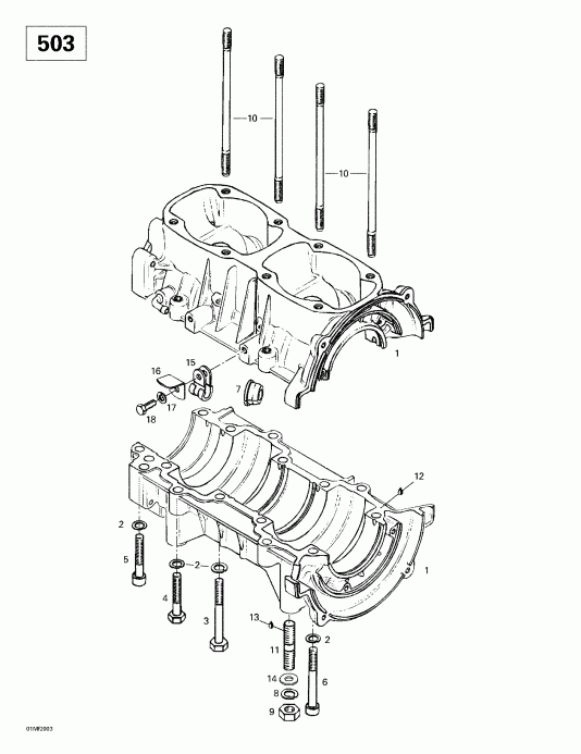 BRP SkiDoo Skandic 380/500, 2000 - Crankcase (503)