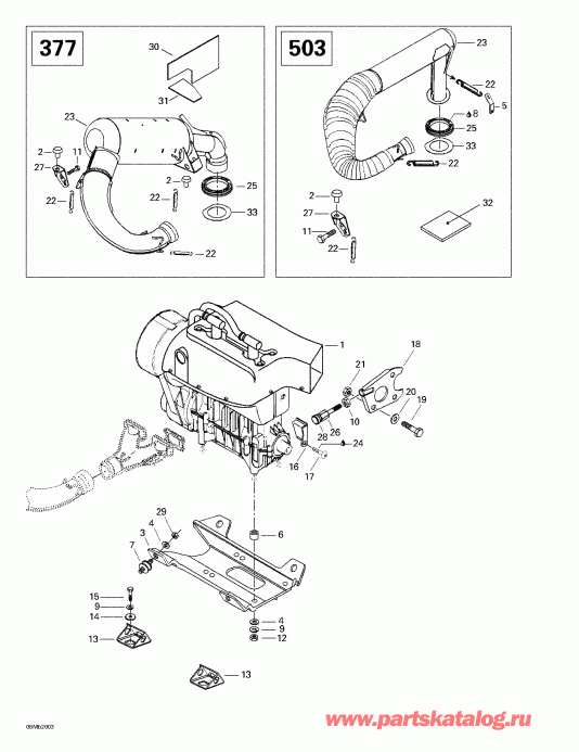 ski-doo  Skandic 380/500, 2000 - Engine Support And Muffler