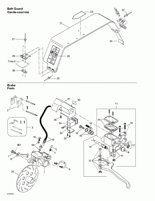  ski-doo Skandic 380/500, 2000 - Hydraulic Brake And Belt Guard