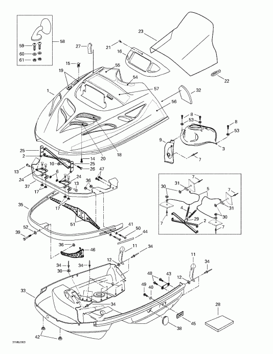 snowmobile Skidoo Skandic 380/500, 2000 - Cab, Console