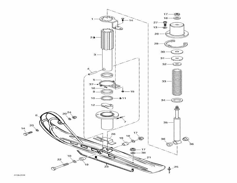 snowmobile Skidoo Skandic Super Wide Track, 2000  - Front Suspension And Ski