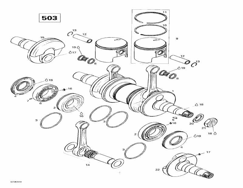  Skidoo  Skandic Wide Track, 2000 - Crankshaft And Pistons (503)