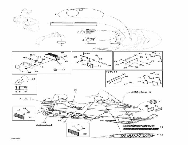 snowmobile Skidoo ������ Skandic Wide Track, 2000 - Decals And Accessories