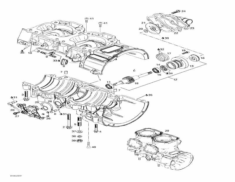 snowmobile Skidoo Summit 700, 2000 ������ - Crankcase, Water Pump And Oil Pump