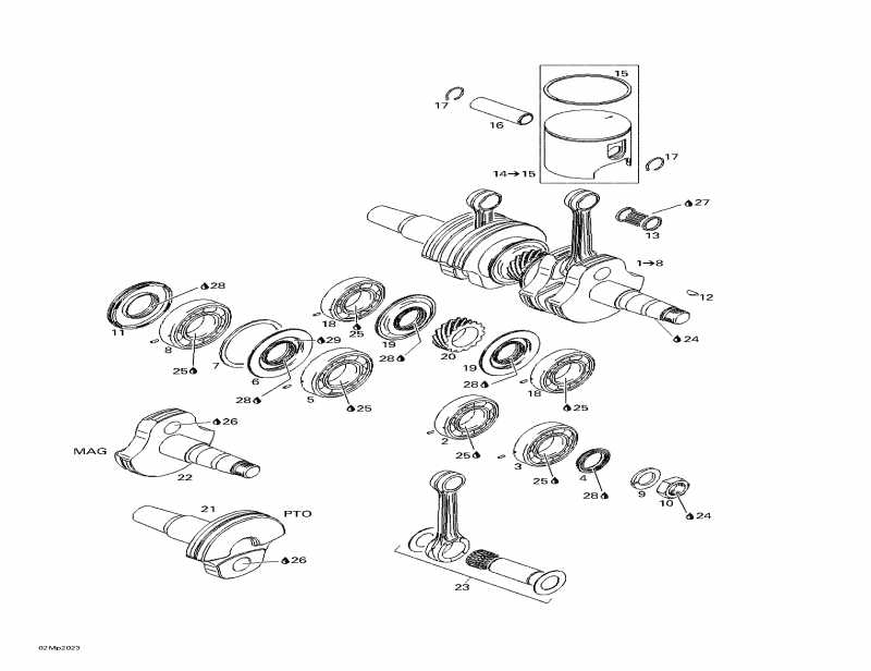 snowmobile  Summit 800 H.M., 2000 - Crankshaft And Pistons