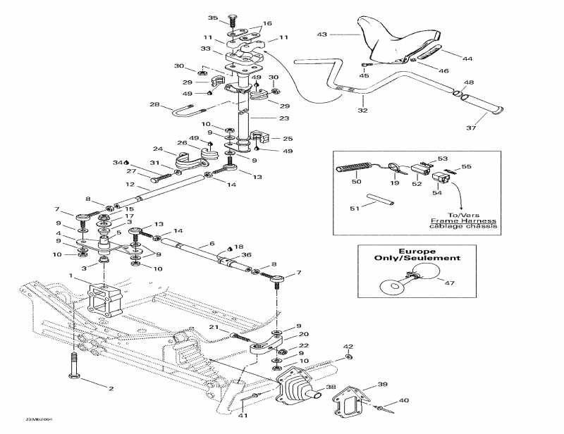 snowmobile Ski Doo  Touring E, 2000 - Steering System