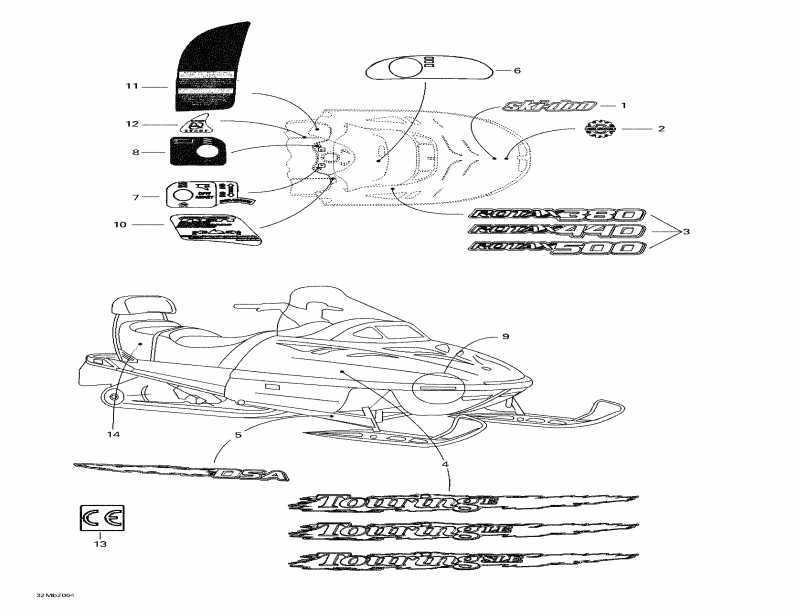 Skidoo Touring E, 2000 - Decals