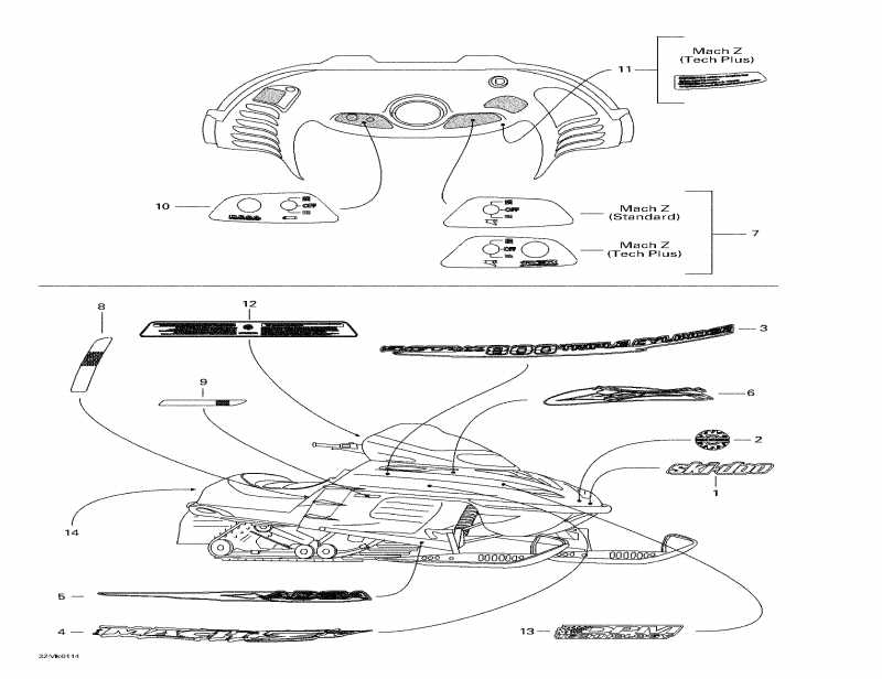 snowmobile Skidoo  Mach Z, 2001 - Decals