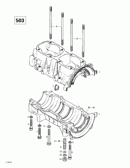  BRP MX Z 440 F/500 F, 2001 - Crankcase (503)